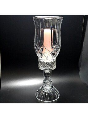 Vintage Crystal Hurricane Candleholder 12.5" votive taper candles elegant